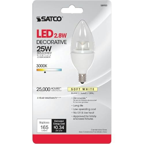 Satco S8952 Candelabra Light Bulb: $7.95 Satco S8952 Candelabra Light Bulb: $7.95