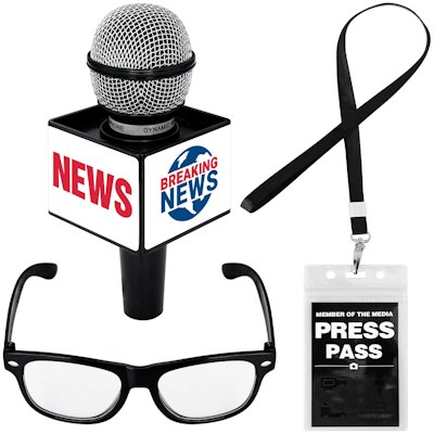 News Reporter Costume Accessories Set for $11 + free shipping w/ Prime
