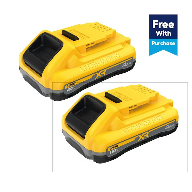 DeWalt XR 20V 4Ah Battery 2-Pack: Free w/ Tool Purchase