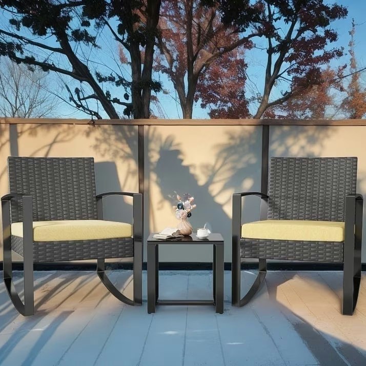 Lofka Outdoor Rocking Chairs & Coffee Table Patio 3-Piece Set: $100