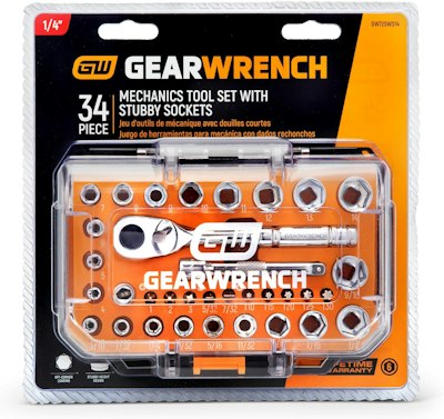 GearWrench 34-Piece 1/4" Drive Stubby Socket Mechanics Tool Set for $24 w/ Prime + free shipping
