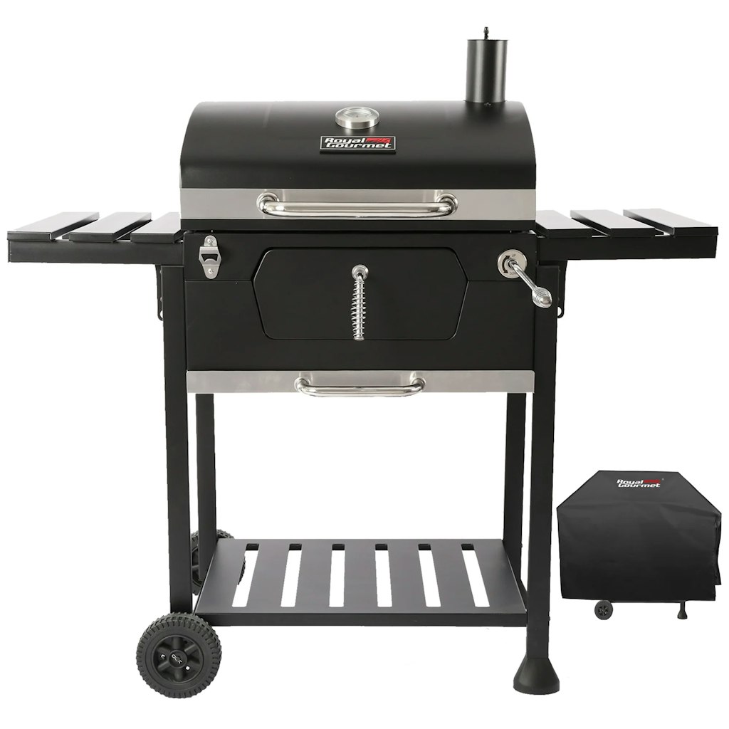 Royal Gourmet 24" Crop Barrel Charcoal Grill w/ Side Shelf & Cover: $140