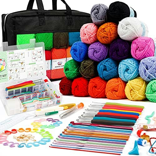 105-Piece Crochet Starter Kit with 20 Yarn Skeins: $27.88 105-Piece Crochet Starter Kit with 20 Yarn Skeins: $27.88