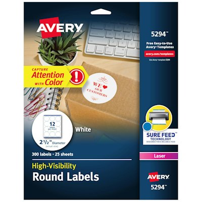 Avery 300-Count Round Printable Labels for $9 + free shipping w/ Prime