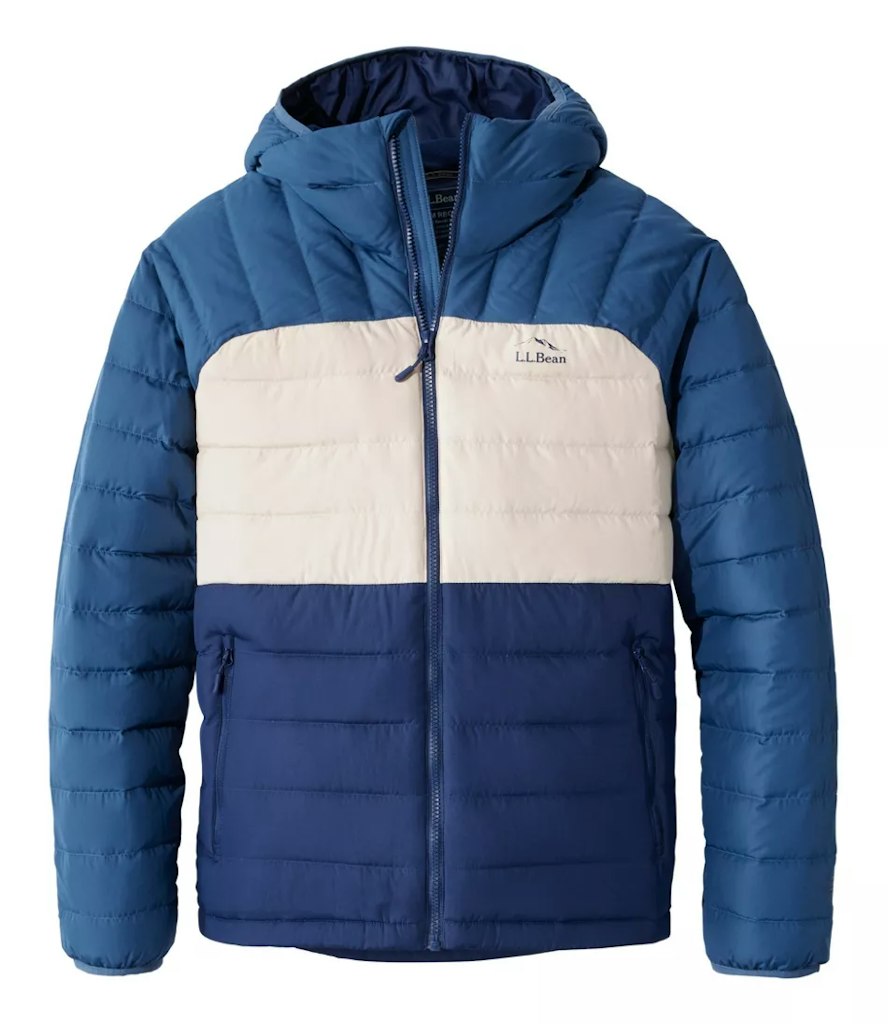 L.L.Bean Men's Bean's Down Hooded Colorblock Jacket: $85