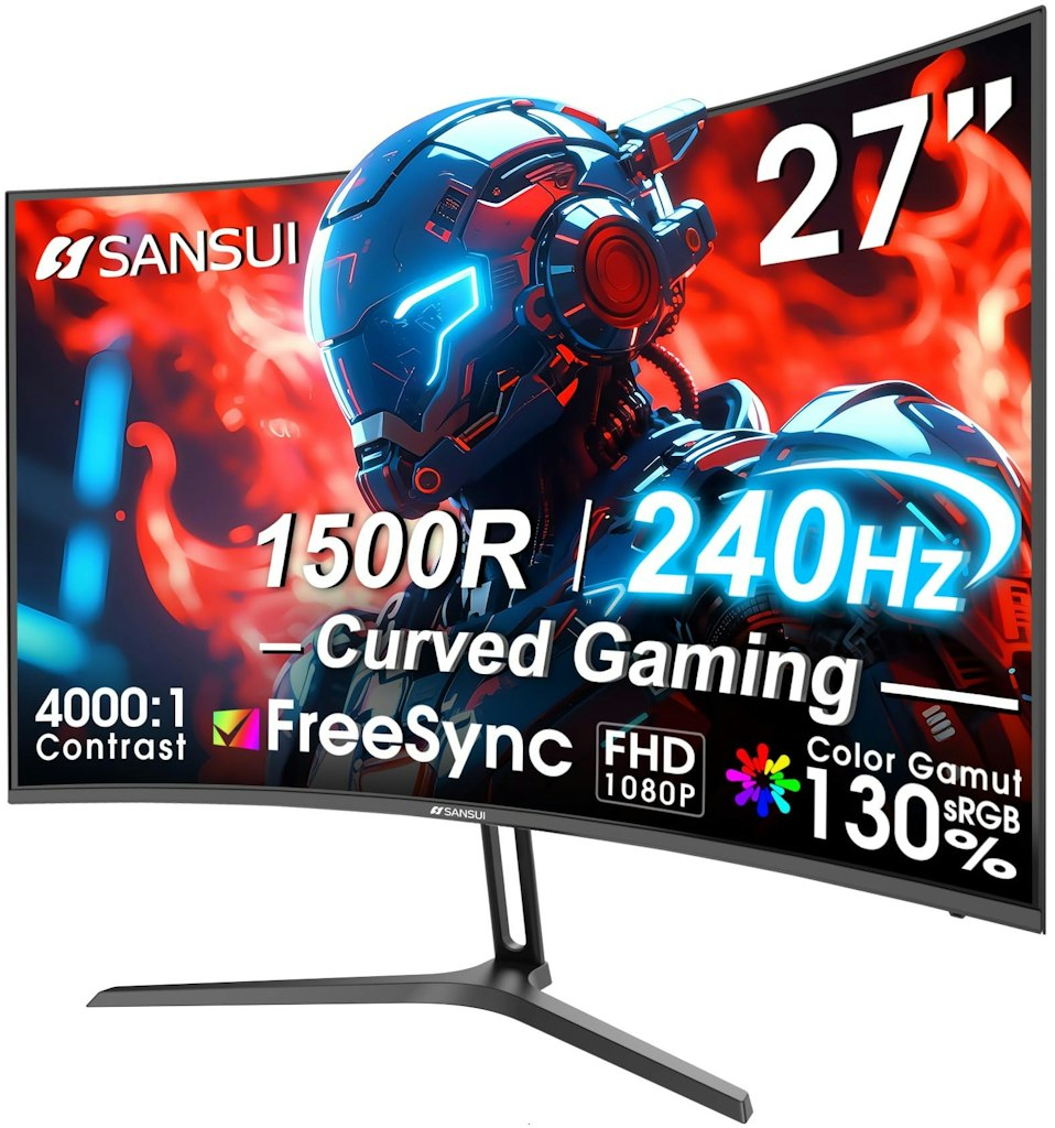 Sansui 27" 1080p 240Hz FreeSync LED Curved Monitor: $136