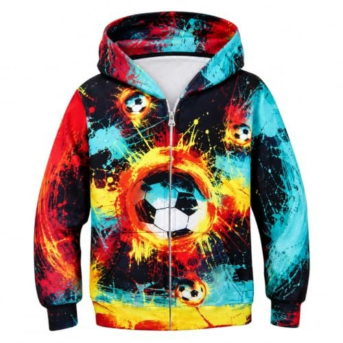Boys' 3D Soccer Graphic Zip-Up Hoodie 10-12 Years: $24.64 Boys' 3D Soccer Graphic Zip-Up Hoodie 10-12 Years: $24.64