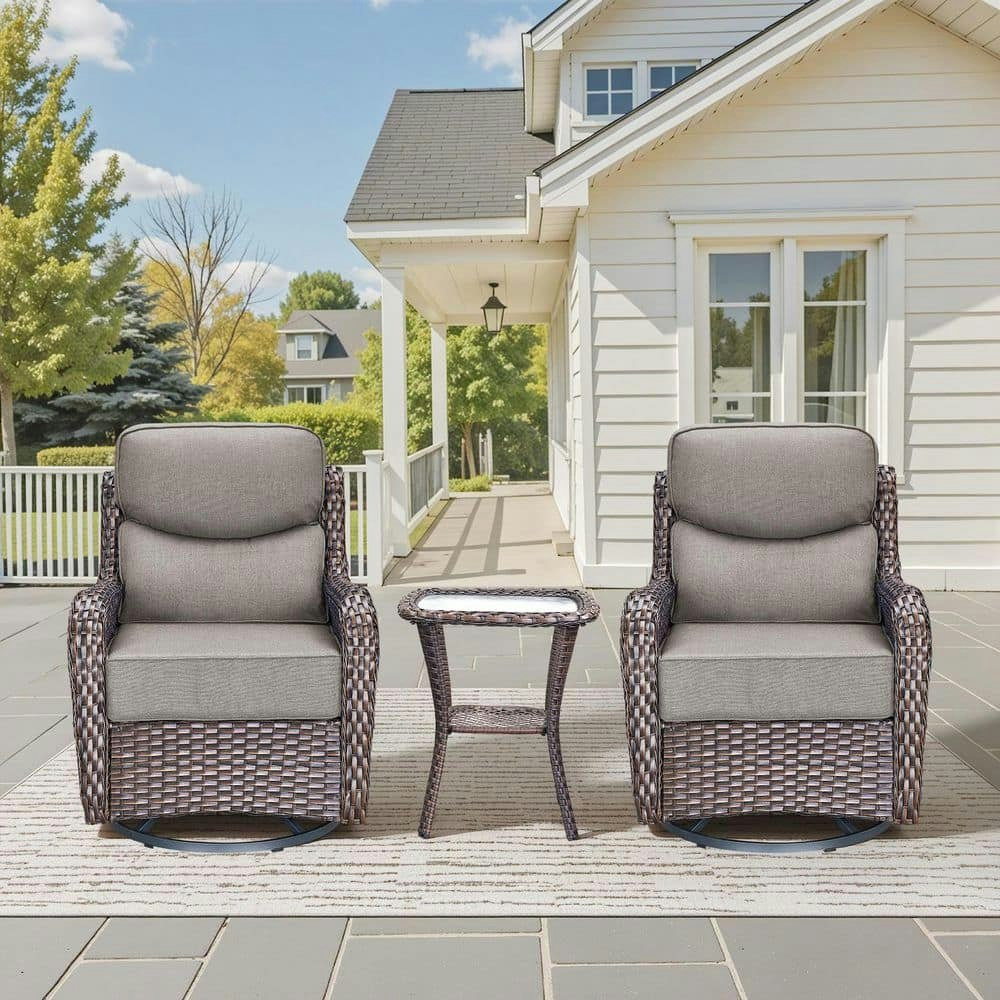 Holion 3-Piece Wicker Outdoor Rocking Chair Set: $450.87 Holion 3-Piece Wicker Outdoor Rocking Chair Set: $450.87