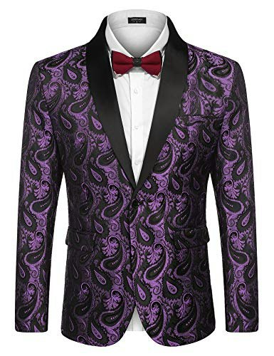 Coofandy Men's Floral Paisley Tuxedo Blazer: $54.49 Coofandy Men's Floral Paisley Tuxedo Blazer: $54.49