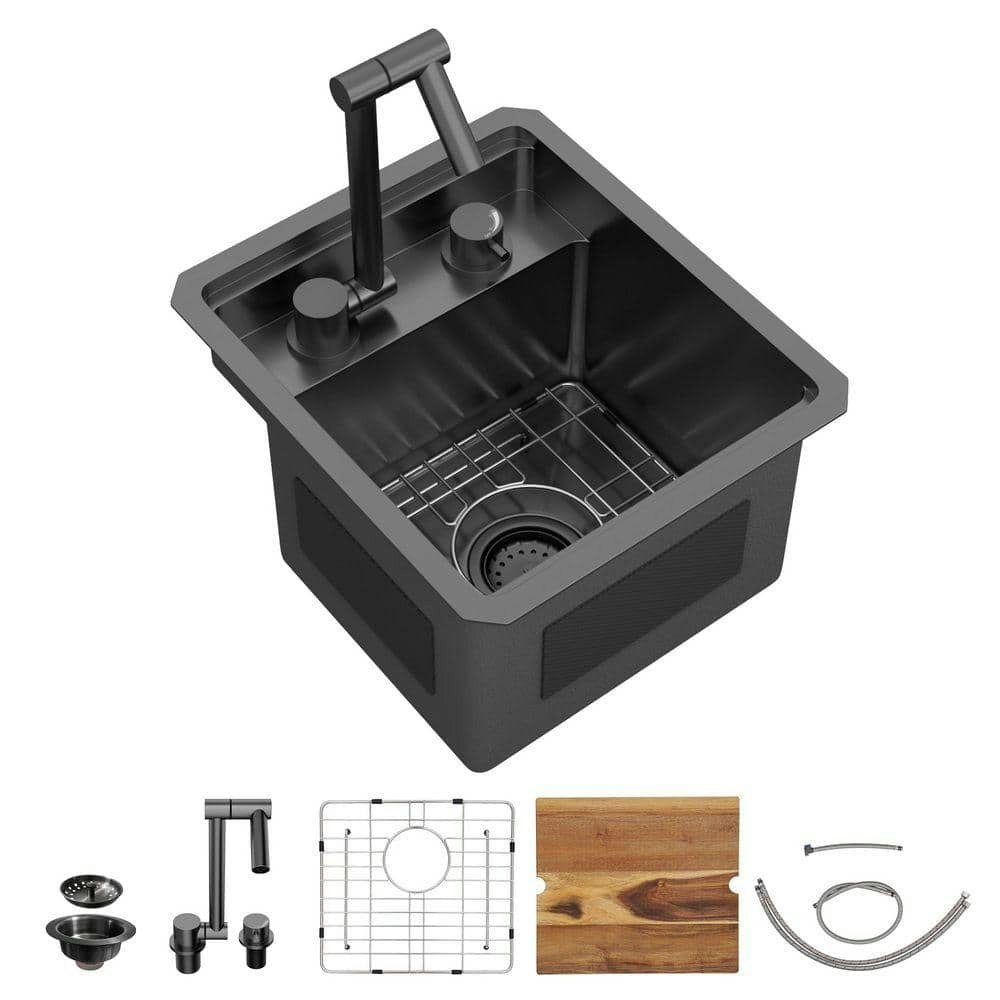 13" x 15" Undermount Kitchen Sink with Foldable Faucet: $224.99