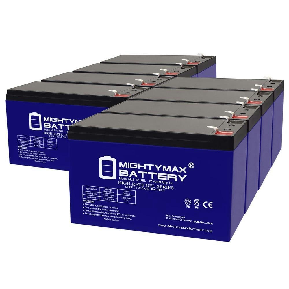 12-Volt 9AH GEL F2 Replacement Battery 8-Pack: $209.99 12-Volt 9AH GEL F2 Replacement Battery 8-Pack: $209.99