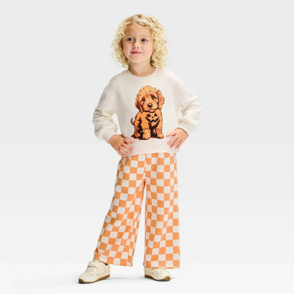 Grayson Mini Toddler Girls' 2-Piece Halloween Pumpkin Sweatshirt and Pants Set: $17