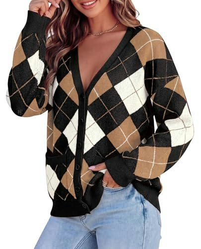 Prettygarden Women's Argyle Cardigan Sweater: $28.10 Prettygarden Women's Argyle Cardigan Sweater: $28.10