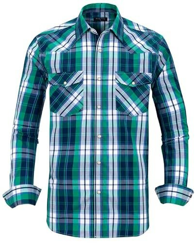 Men’s Long Sleeve Western Plaid Snap Button Shirt: $25.49 Men’s Long Sleeve Western Plaid Snap Button Shirt: $25.49