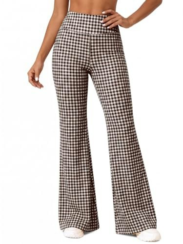 Aoysky Women's High Waist Wide Leg Gingham Yoga Pants: $23.39 Aoysky Women's High Waist Wide Leg Gingham Yoga Pants: $23.39