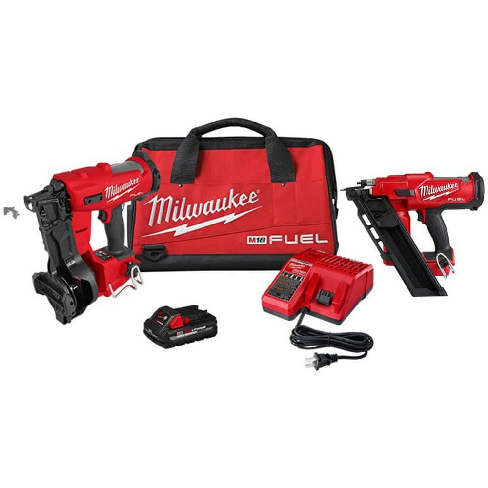 Milwaukee M18 Fuel 18V Brushless Cordless Coil Roofing Nailer and 30-Degree Framing Nailer Kit: $949 Milwaukee M18 Fuel 18V Brushless Cordless Coil Roofing Nailer and 30-Degree Framing Nailer Kit: $949