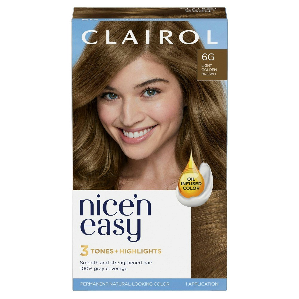 Clairol Nice'n Easy 6G Light Golden Brown Permanent Hair Color Cream Kit: $8.49 Clairol Nice'n Easy 6G Light Golden Brown Permanent Hair Color Cream Kit: $8.49
