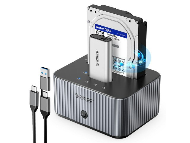 Orico 2-Bay USB-C M.2 NVMe and SATA SSD Docking Station: $69.99 Orico 2-Bay USB-C M.2 NVMe and SATA SSD Docking Station: $69.99