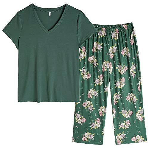 Vozanet Women's Floral Capri Pajama 2-Piece Set: $15.98