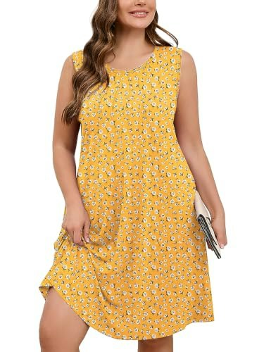 AusLook Plus Size Floral Sleeveless Midi Dress: $19.99