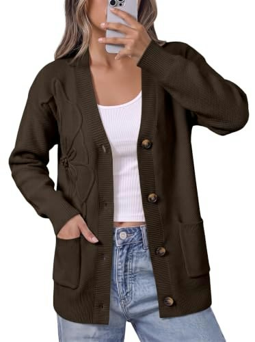 Sidefeel Women's 3D Floral Long Sleeve V-Neck Cardigan Sweater: $23.98 Sidefeel Women's 3D Floral Long Sleeve V-Neck Cardigan Sweater: $23.98