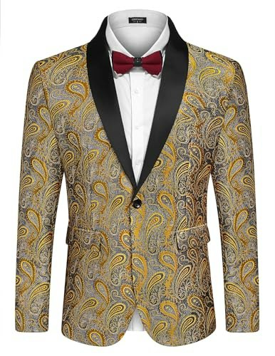 Coofandy Men's Floral Paisley Tuxedo Blazer: $49.04 Coofandy Men's Floral Paisley Tuxedo Blazer: $49.04