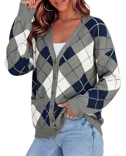 Prettygarden Women's Argyle Cardigan Sweater: $28.10 Prettygarden Women's Argyle Cardigan Sweater: $28.10