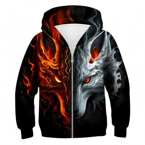 Boys' Red Wolf 3D Graphic Zip Hoodie: $19.99 Boys' Red Wolf 3D Graphic Zip Hoodie: $19.99