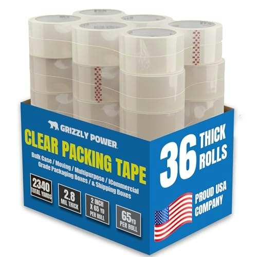 Grizzly Clear Packing Tape 36-Roll Pack: $82.44