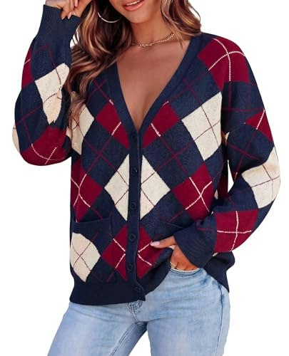 Prettygarden Women's Argyle Cardigan Sweater: $28.10 Prettygarden Women's Argyle Cardigan Sweater: $28.10