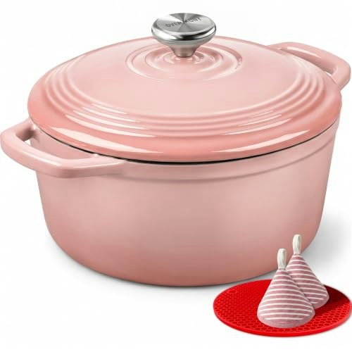 Overmont 5.5-Quart Enameled Cast Iron Dutch Oven: $27.45