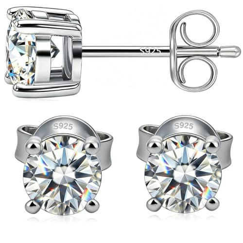 Wes 2-Carat Round Moissanite Sterling Silver Stud Earrings: $33.99