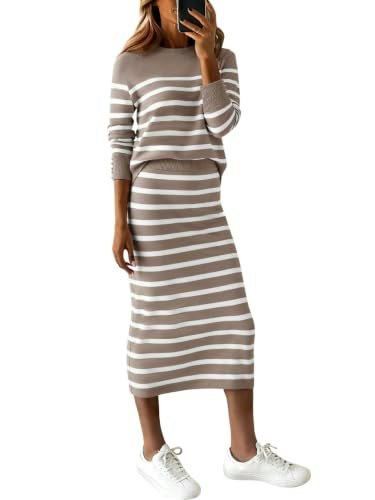 Glamaker Women's 2-Piece Striped Knit Sweater Skirt Set: $29.99 Glamaker Women's 2-Piece Striped Knit Sweater Skirt Set: $29.99