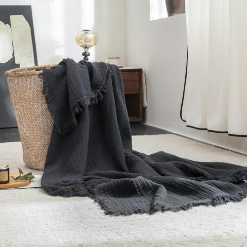 Fossa 50"x70" 4-Layer Cotton Muslin Blanket: $47.59