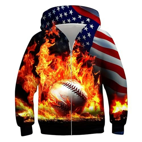 Boys USA Baseball 3D Graphic Zip-Up Hoodie: $24.64 Boys USA Baseball 3D Graphic Zip-Up Hoodie: $24.64