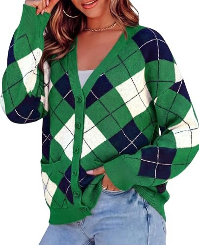 Prettygarden Women's Argyle Cardigan Sweater: $28.10