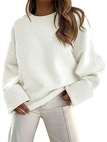 Anrabess Women's Oversized Fuzzy Knit Chunky Pullover Sweater: $27.98