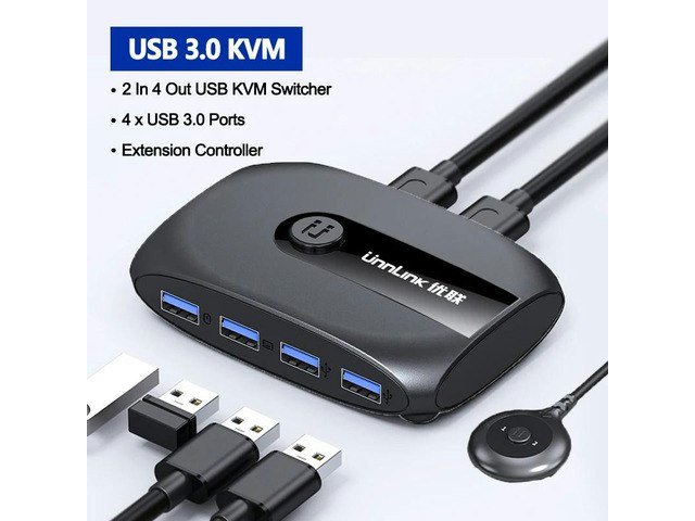 Unnlink USB 3.0 KVM Switch 2-in-4-out: $78.34