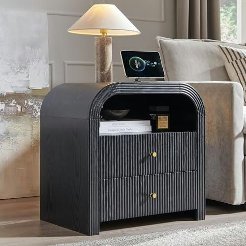 T4tream 24-Inch Fluted Nightstand with Charging Station: $135.99 T4tream 24-Inch Fluted Nightstand with Charging Station: $135.99