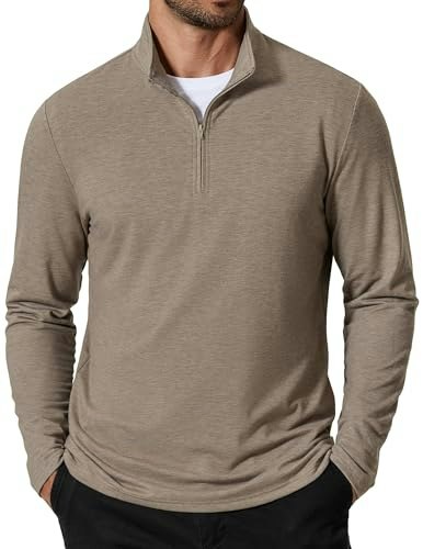 Coofandy Men's Quarter Zip Mock Neck Pullover: $17.97