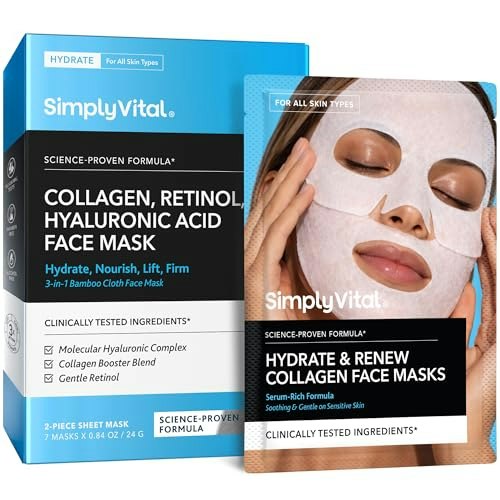 Collagen and Retinol Hyaluronic Acid Facial Sheet Mask 7-Pack: $14.42