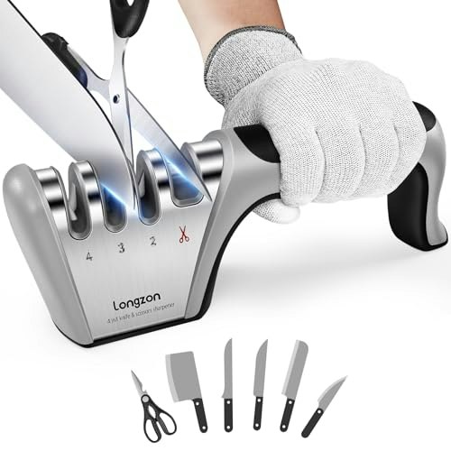 Longzon 5-in-1 Knife Sharpener with Cut-Resistant Glove: $13.49 Longzon 5-in-1 Knife Sharpener with Cut-Resistant Glove: $13.49