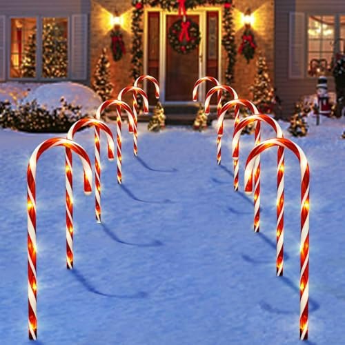 Solar Candy Cane Yard Lights 10-Pack: $20.99 Solar Candy Cane Yard Lights 10-Pack: $20.99