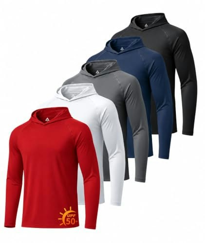 Men's UPF 50+ Long Sleeve Hooded Sun Shirt: $30.59