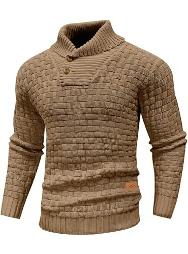 Arcciit Men's Waffle Textured Cable Knit V-Neck Sweater: $29.98