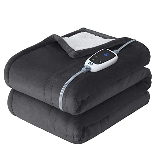 Sealy 50"x60" Heated Flannel & Sherpa Throw Blanket: $42.48