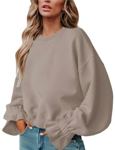 Prettoday Women's Crew Neck Long Sleeve Ruched Pullover Sweatshirt: $21.22 Prettoday Women's Crew Neck Long Sleeve Ruched Pullover Sweatshirt: $21.22