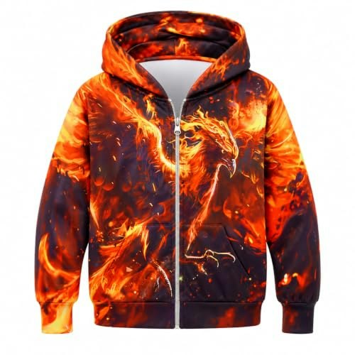 Boys' Animal Flame Graphic Zip-Up Hoodie: $24.64 Boys' Animal Flame Graphic Zip-Up Hoodie: $24.64