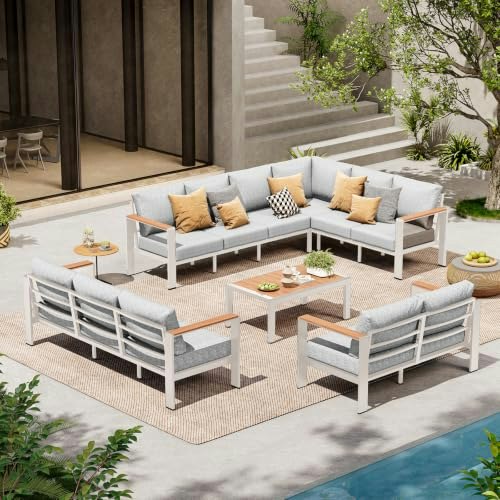 ComfCove 11-Seat Aluminum Outdoor Patio Sectional Sofa Set: $1,199.99