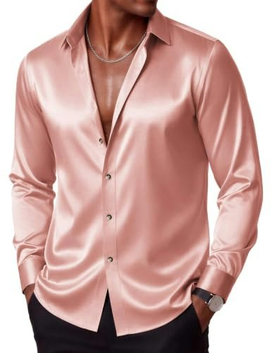 Coofandy Men's Silk Satin Button-Up Shirt: $23.38 Coofandy Men's Silk Satin Button-Up Shirt: $23.38